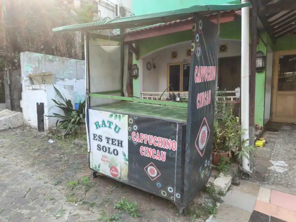Gerobak Jualan Minuman Siap Pakai - Ada Roda & Atap