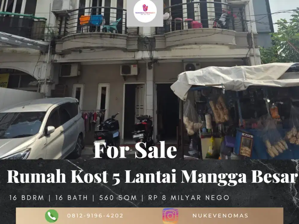 Dijual Rumah Kost di Mangga Besar Jakarta Barat 5 Lantai