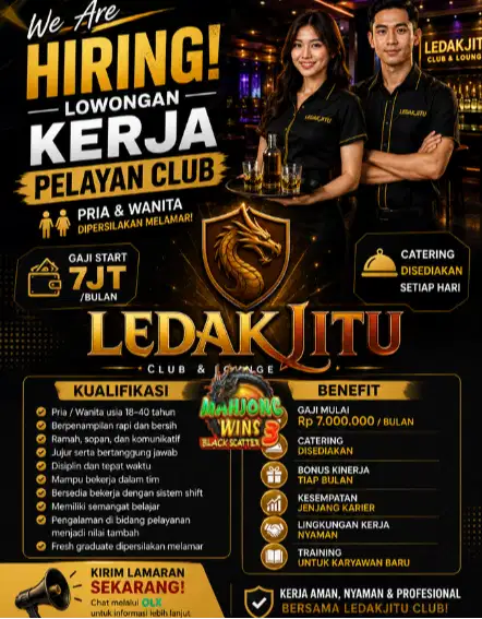 Lowongan Kerja Pelayan Club LedakJitu Gaji Mulai Rp 8 Juta