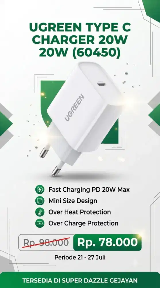 UGREEN TYPE C CHARGER 20W (60450)