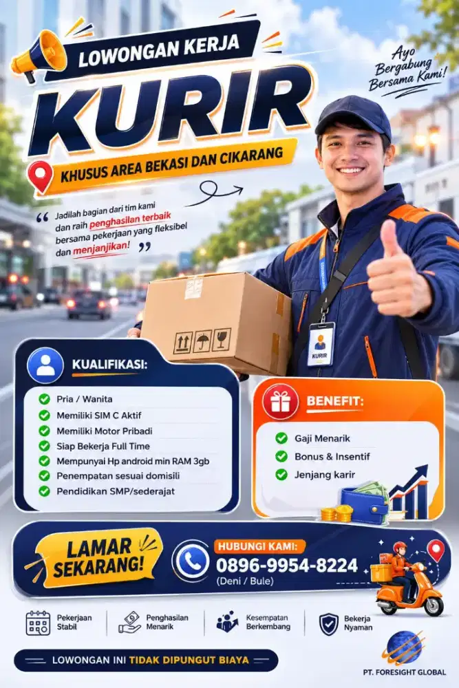 Lowongan kerja kurir driver dan raider