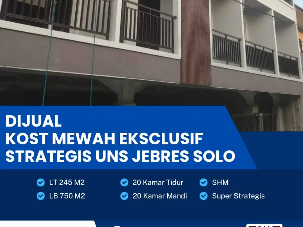 Dijual Kost Mewah Eksklusif Siap Pakai,Lokasi Super StrategisJebres Solo Luas 245m2