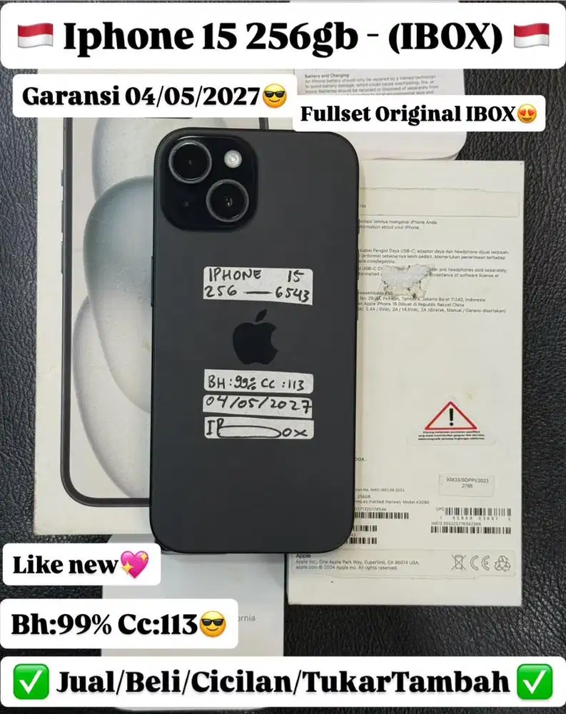 Iphone 15 256 Gb Black Ibo Garansi panjang
