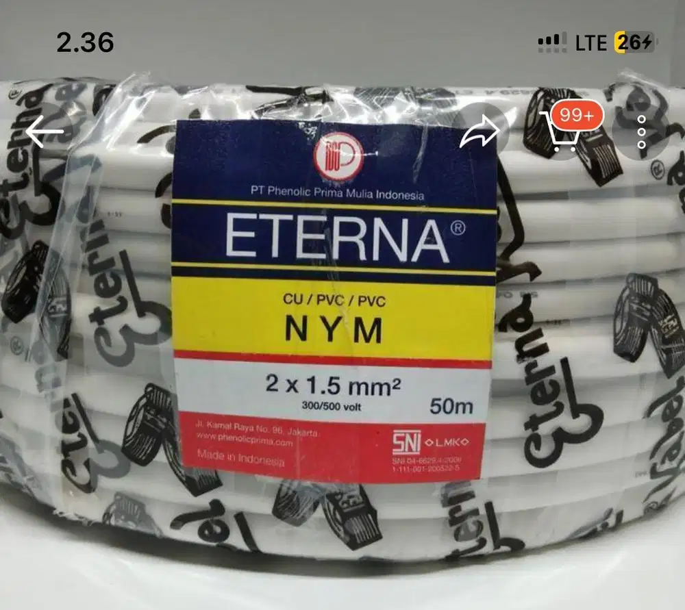 KABEL 2x1.5 ETERNA