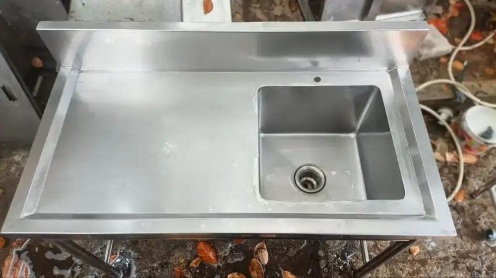 Sink Stainless 1 Lubang + Sayap – Kokoh & Siap Pakai