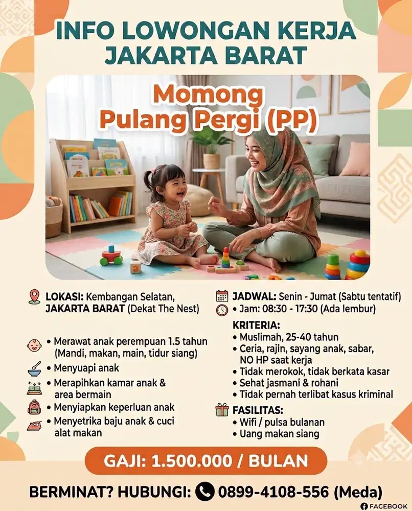 Lowongan Kerja Momong Anak - Pulang Hari (Jakarta Barat)