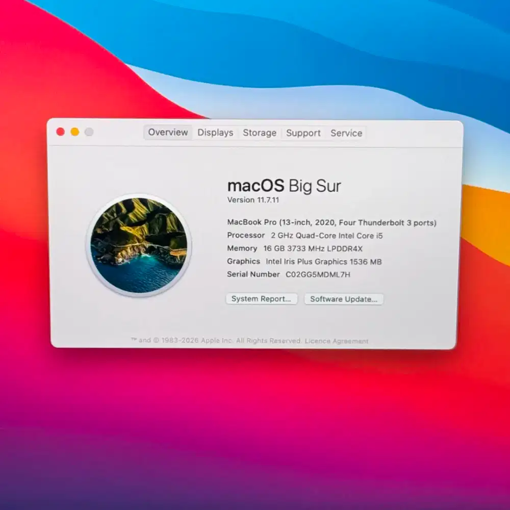 Macbook Pro 2020 Intel 16 Ssd 512 Layar 13 inch Core I5 Full set grey