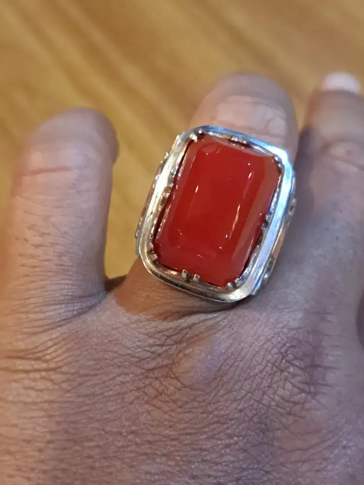 Cincin yaman ahmar merah ring perak handmade