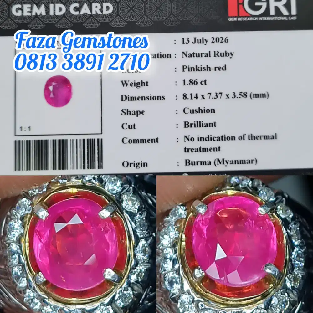 Rare, No Heated Ruby Burma, Body Glass, Christal, Meja Proporsional