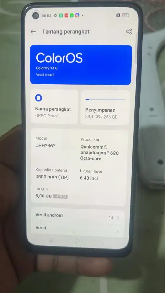 Oppo Reno 7 4G 8/256 batangan