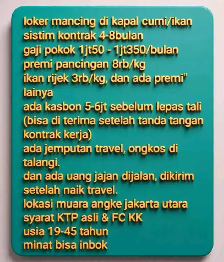 Loker Anak Buah Kapal