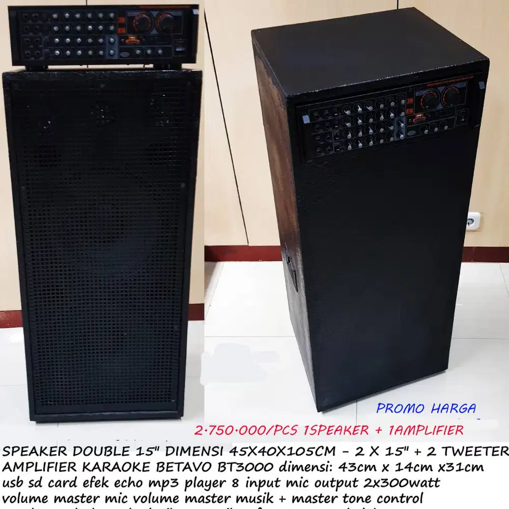 speaker 2x15 lengkap ampli 8 input mic