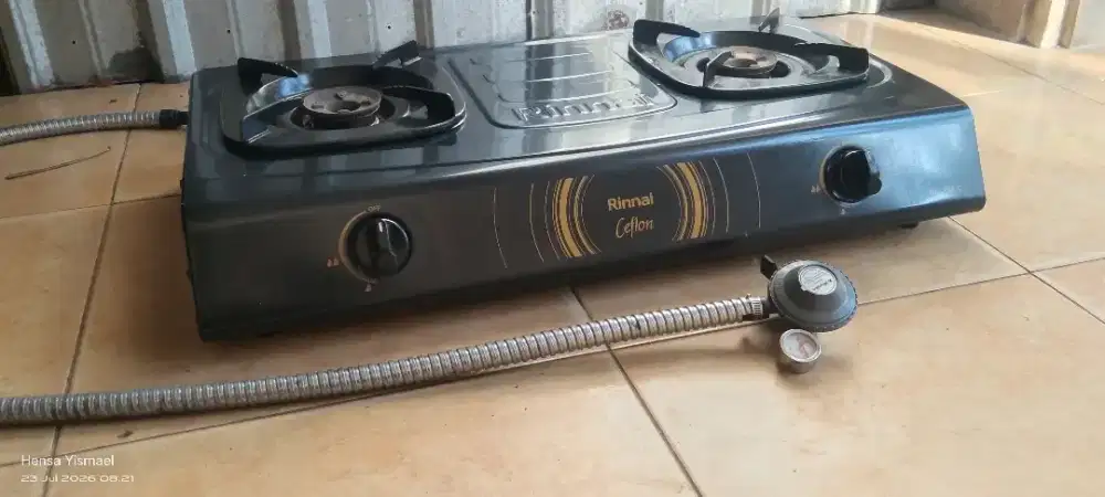 Komporgas Rinnai 2 tungku RI-522C + Selang + Rgulator