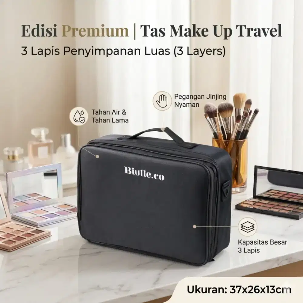 Biutte.co Tas Kosmetik Make Up Travel Organizer 3 Layers 37x26x13cm