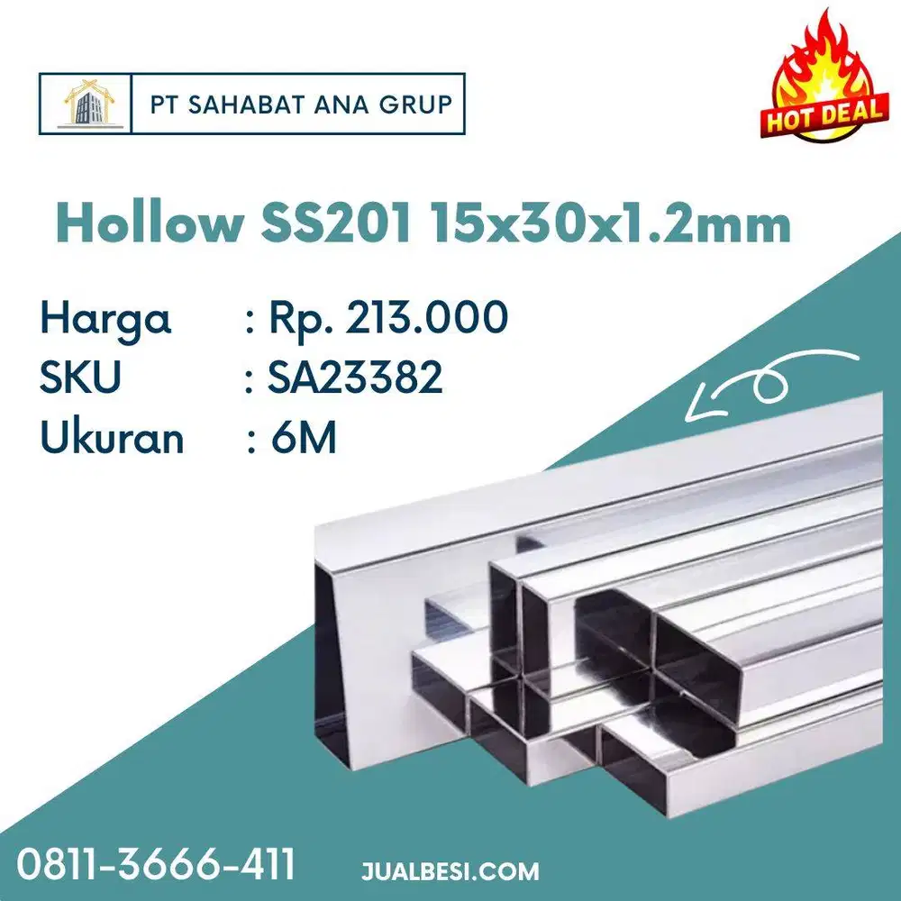 Hollow SS201 15x30x1.2mm