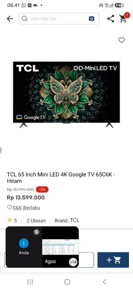 Tcl 65 inch mini led 4k 65c6k
