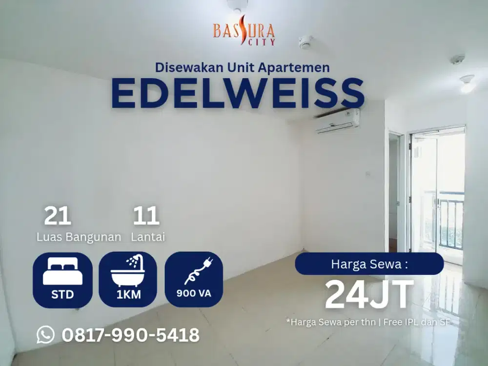 Sewa Studio Kosongan apartemen Bassura City tower Edelweiss lantai 11