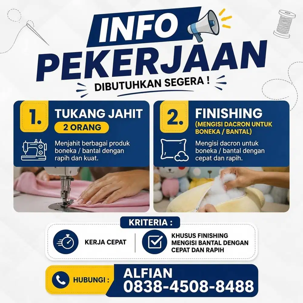 LOWONGAN PEKERJAAN URGETN
