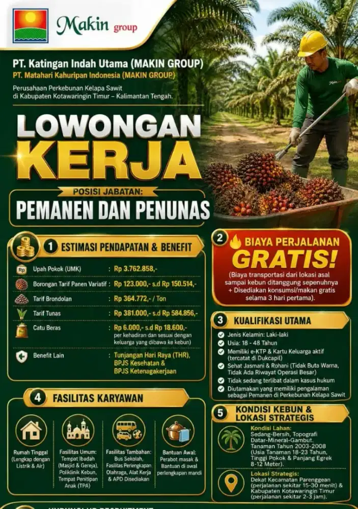 LOWONGAN PEKERJAAN PERKEBUNAN KELAPA SAWIT