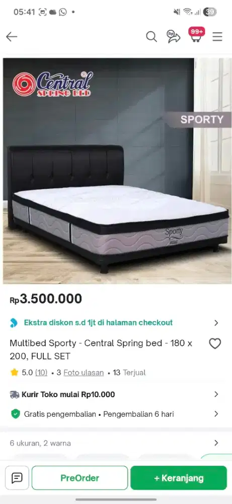 Kasur central springbed 180x200