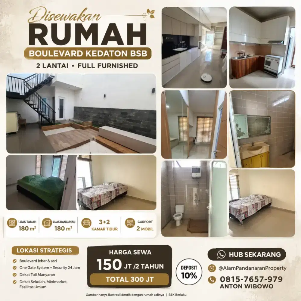 Sewa furnished mewah kedaton kolamrenang bsb citraland hilago ivy park