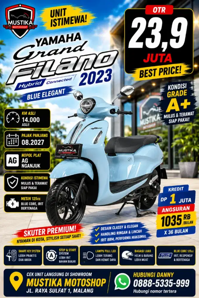 KM 14rb‼️Yamaha Grand Filano 2023. DANNY Mustika Sulfat