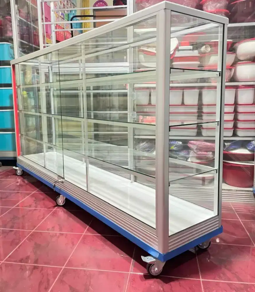 Etalase Pakai RODA BESAR + Siku 2Mx1M Serbaguna