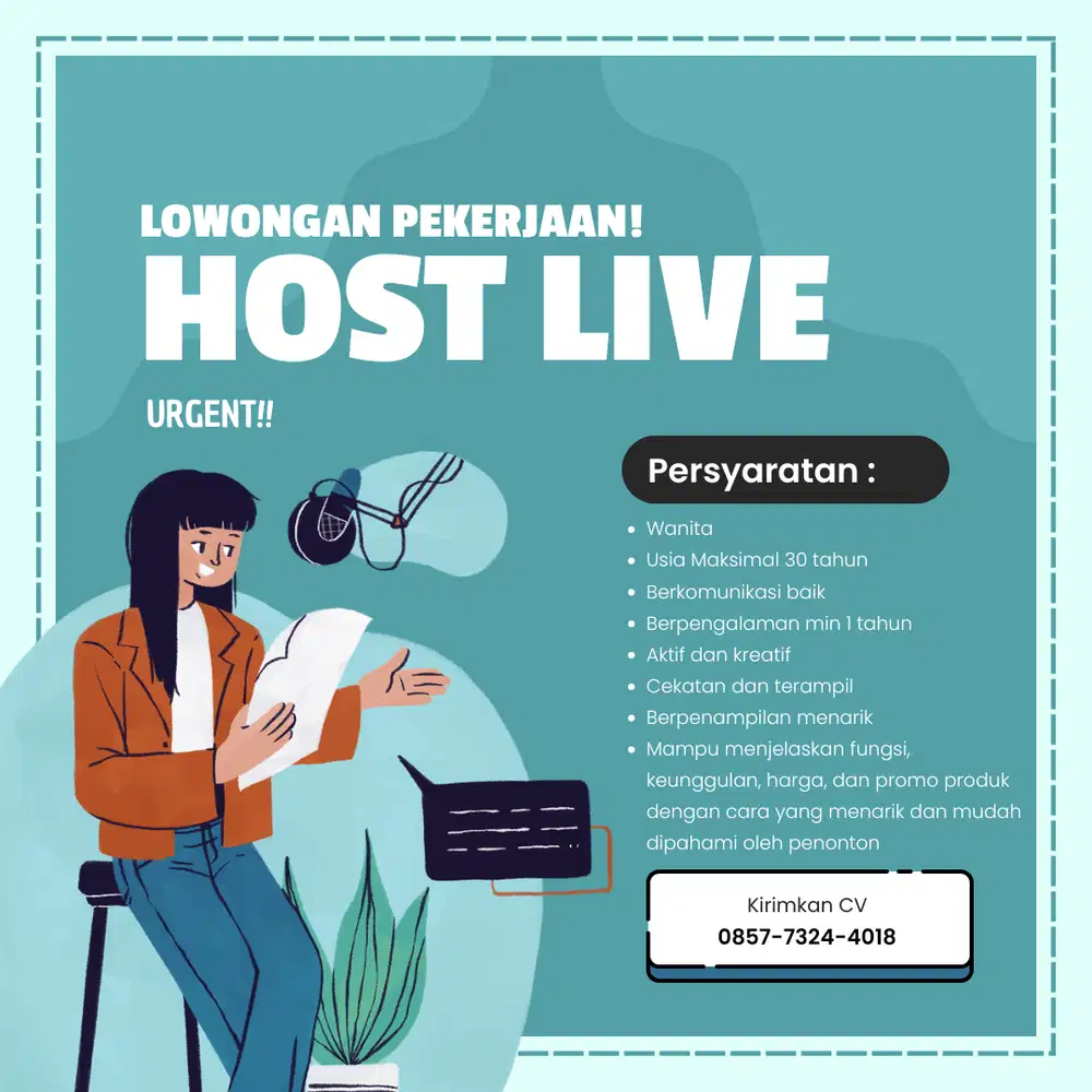 DICARI HOST LIVE BERPENGALAN/NON PENGALAMAN