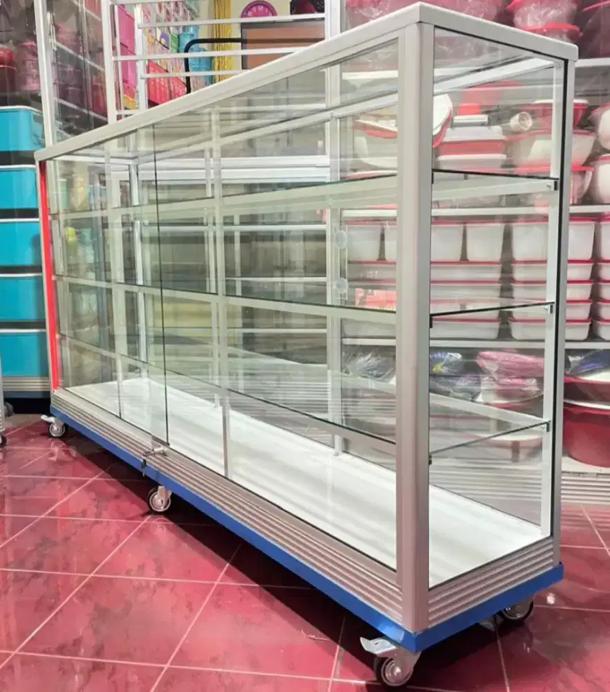 Etalase Pakai RODA BESAR & SIKU BESI Panjang 2M Untuk Usaha...