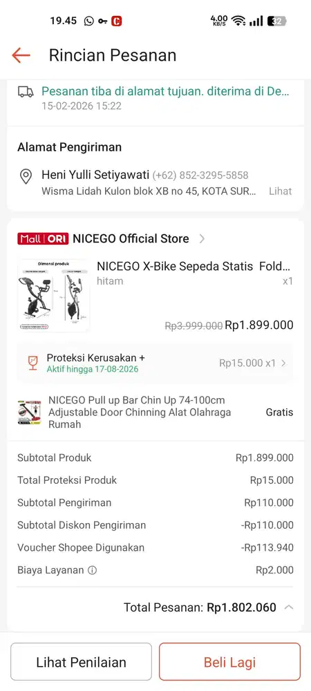 NICEGO X-Bike Sepeda Statis  Foldable Exercise Bike 8 Level