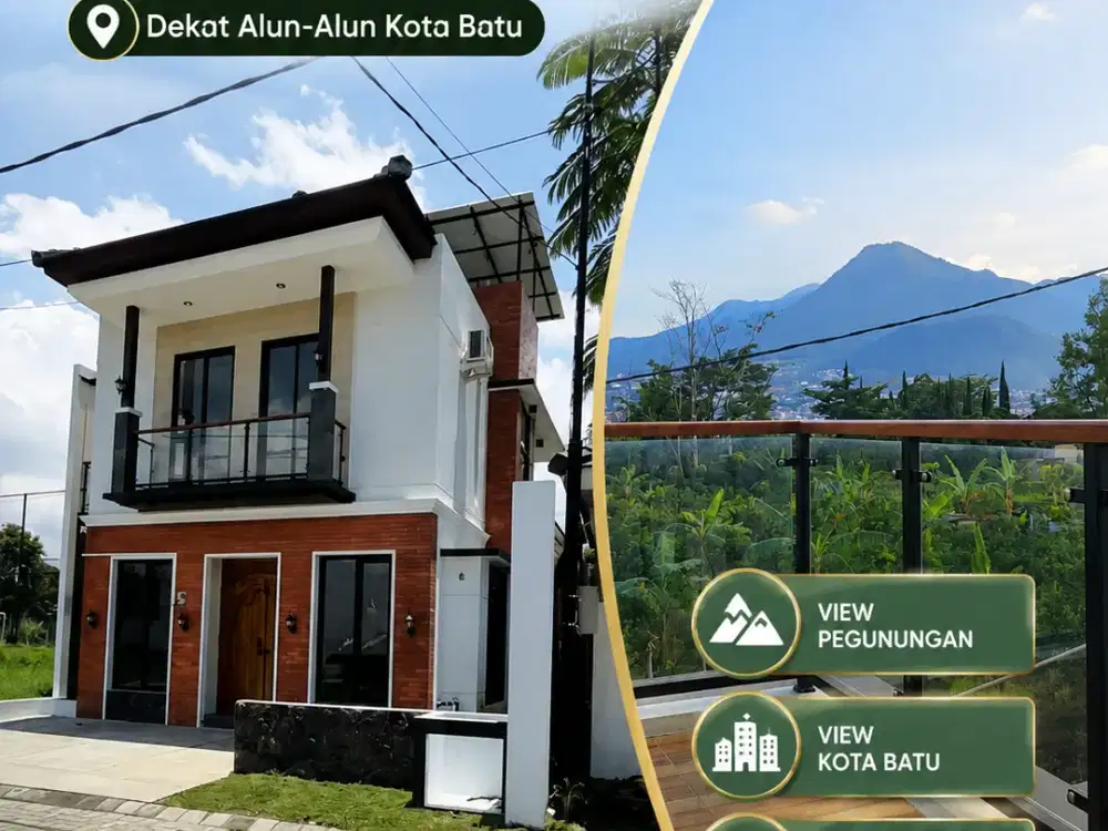 Rumah Modern 2 Lantai + Rooftop & Kolam Renang Dekat Alun-Alun Kota Batu | Type 108/98 harga 1M an