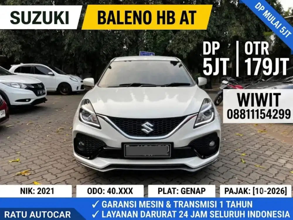 DP PROMO 5JT BALENO HB MATIC 2021 LOW KM 40RB PUTIH