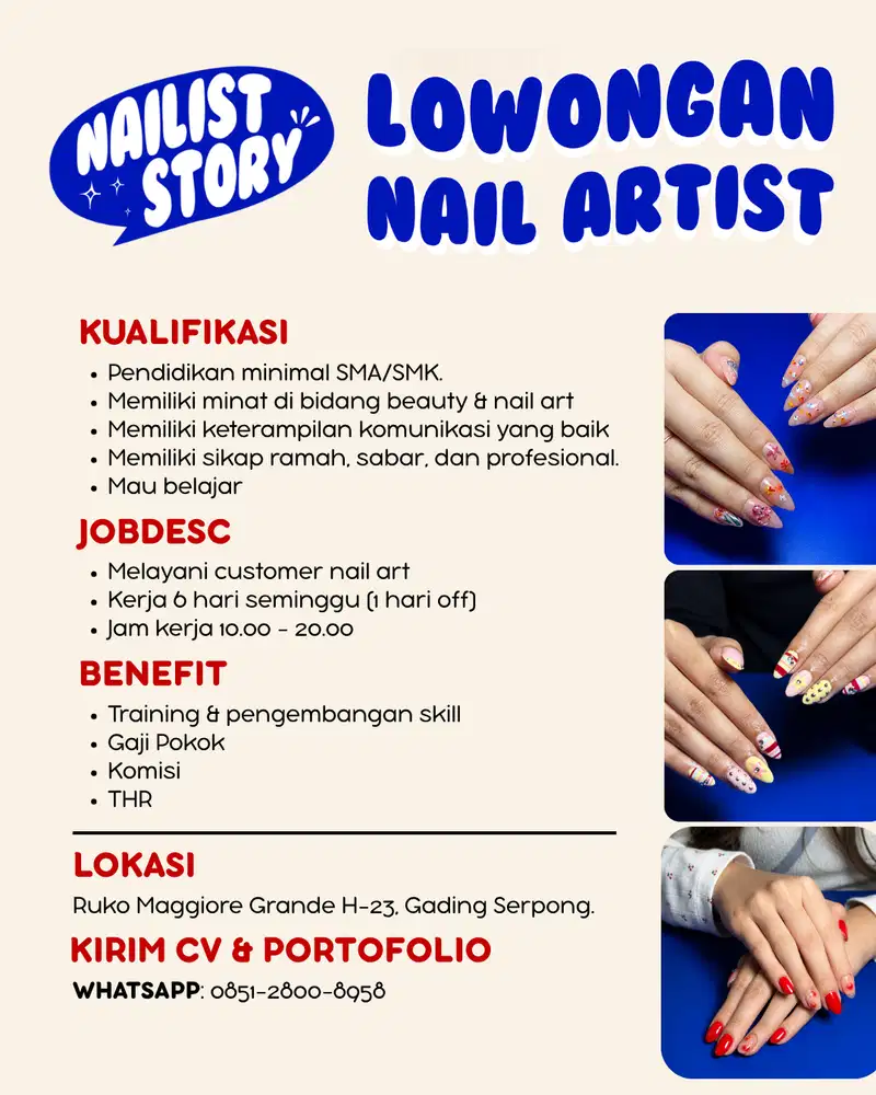 LOWONGAN NAIL ARTIST TANGERANG