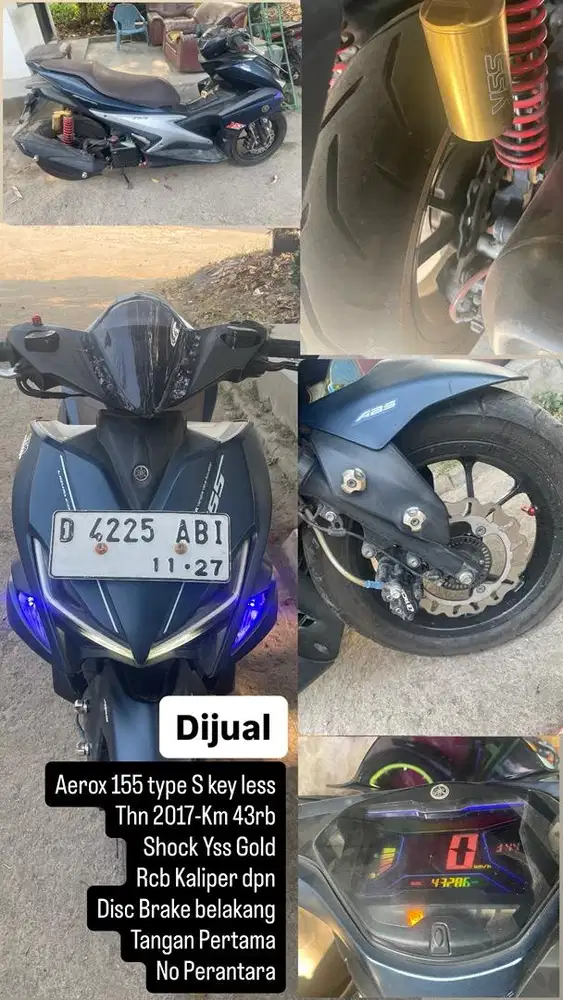 Aerox 155 Type S ABS Keyless low km 100% aman