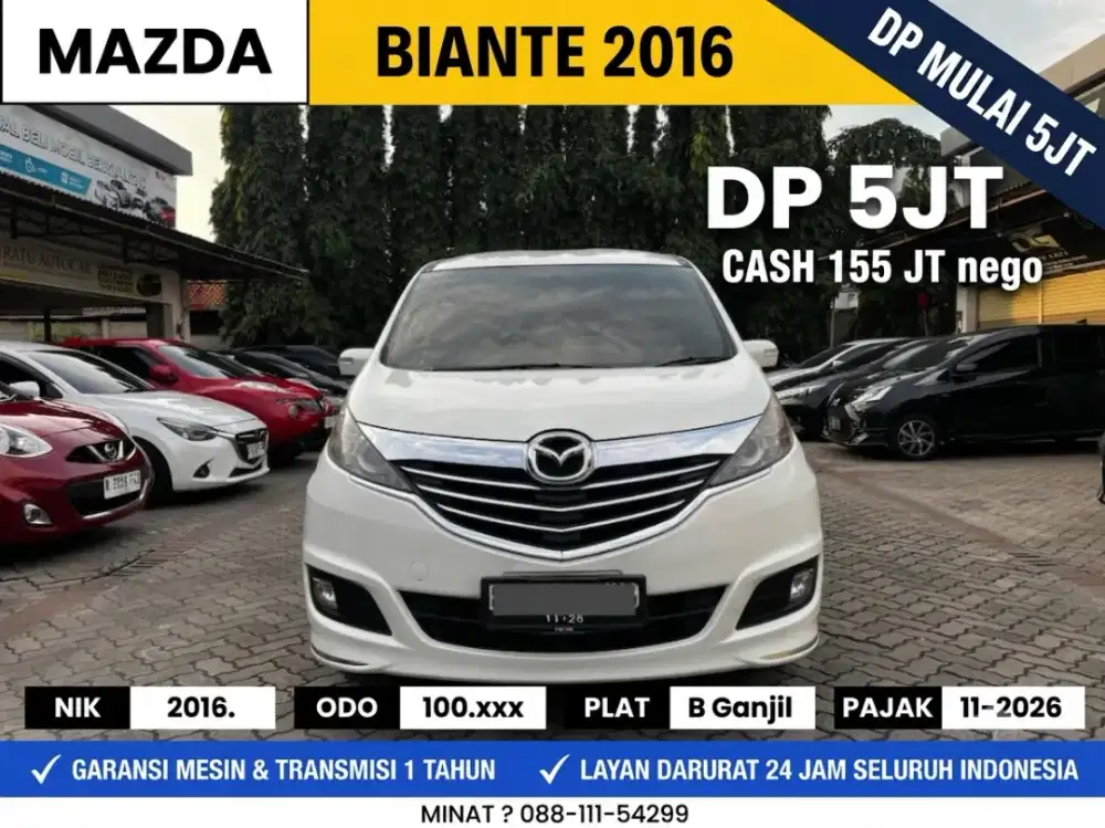 DP 5JT MAZDA BIANTE 2016 PUTIH 2.0 MATIC SKYACTIVE TIPE TERTINGGI