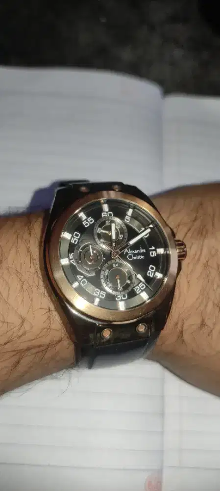 Jam tangan Alexandre Christie AC 6546 black rose gold