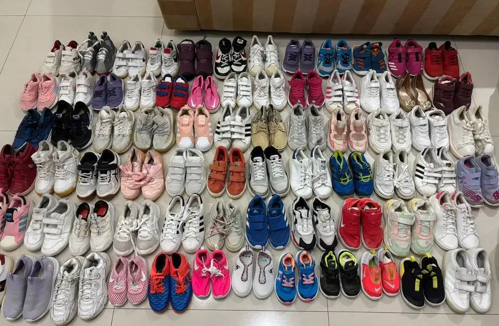 PAKET USAHA SEPATU BRANDED MIX SIZE KIDS + LADIES 100PCS