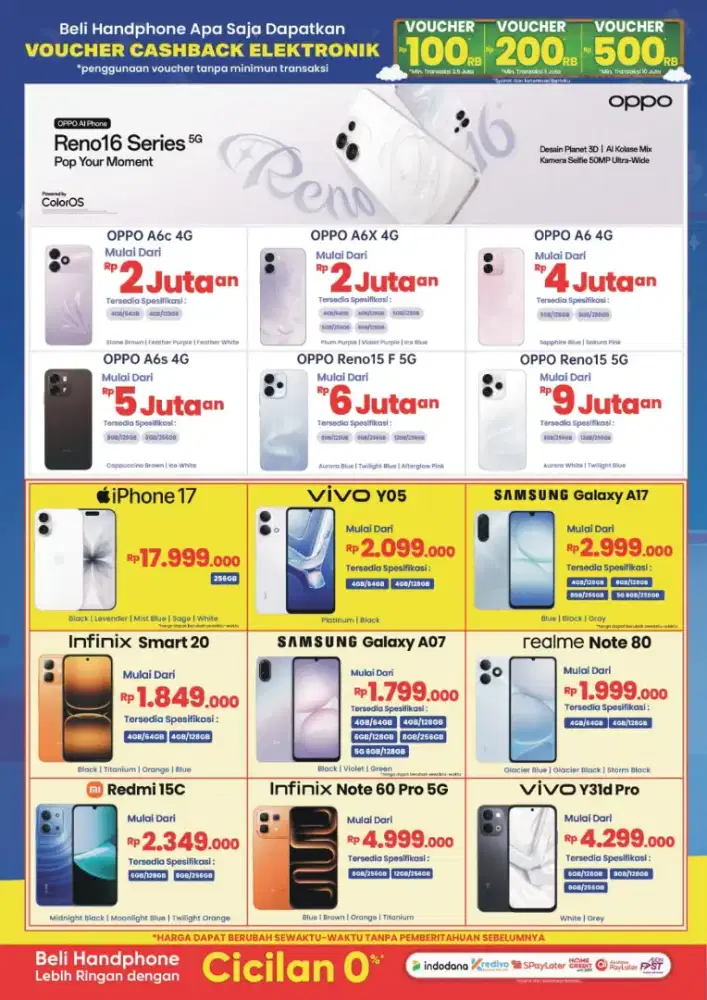Cicilan hp oppo samsung redmi cukup KTP
