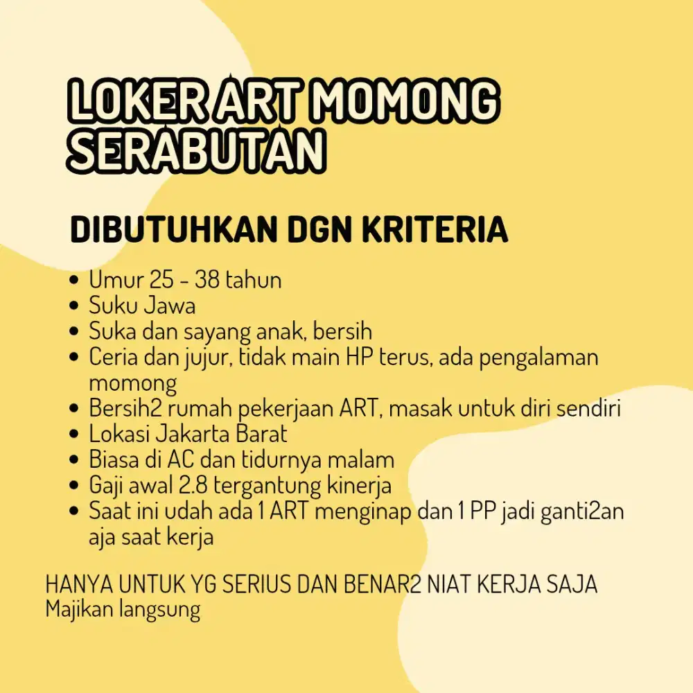 Loker ART Momong Serabutan