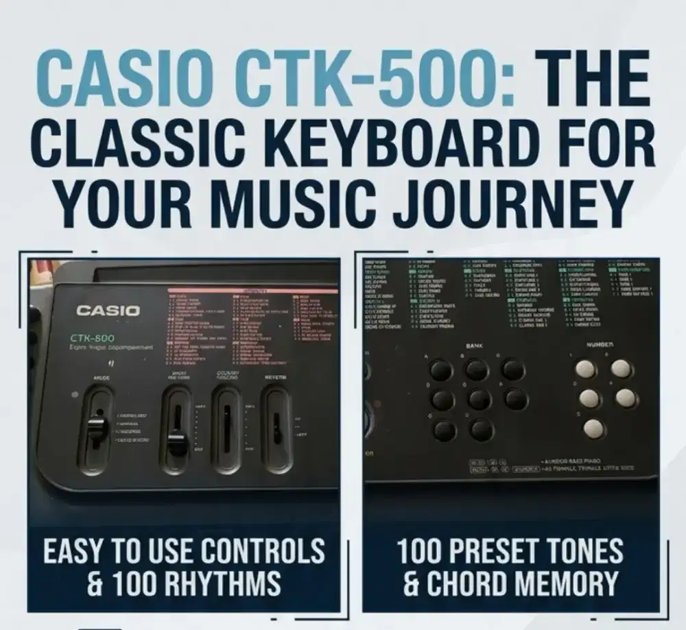 Keyboard Casio CTK-500 (Keyboard Belajar/Hobi) made in mexico