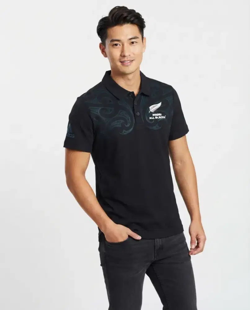 Kaos polo shirt Adidas Rugby x ALL BLACK New Zealand Size S