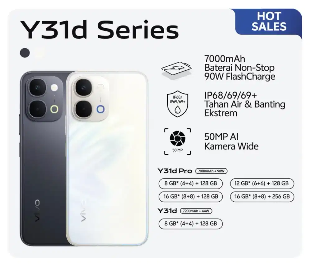 Vivo Y31d series free case, antigores, earbuds dan kabel usb 3jtan aja