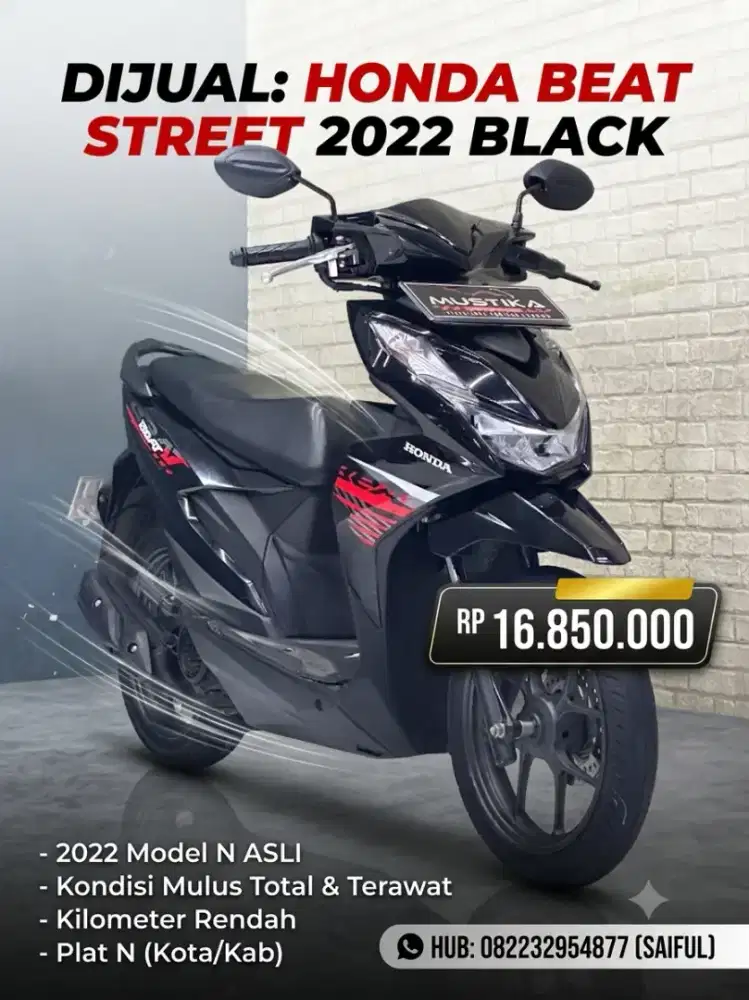 Obral dp700rb Murah!!Honda Beat 2022 Black N Asli Mulus-Mustika Saiful