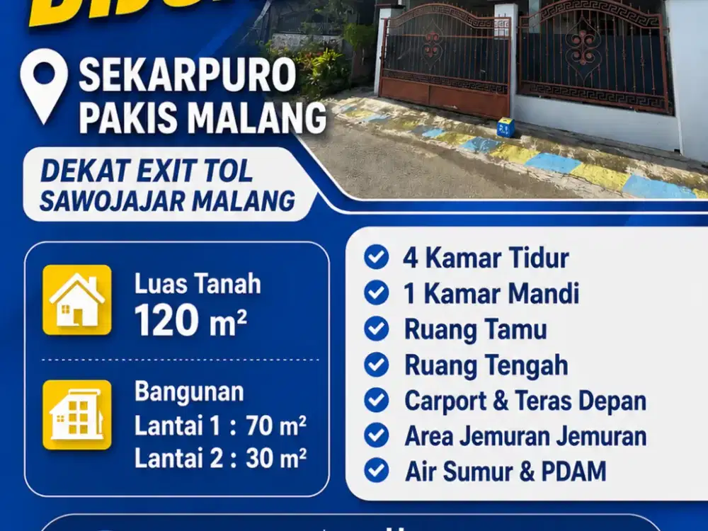 RUMAH SEKARPURO MALANG DEKAT SAWOJAJAR DEKAT EXIT TOL