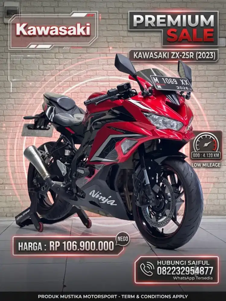 Odo 4rb Istimewa!!Kawasaki ZX25R 2023 Red Candy Plat Jatim-Mustika