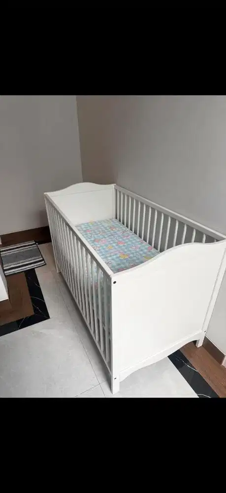 Baby Box / Baby Crib Kayu Warna Putih + Kasur Bayi Murahhh