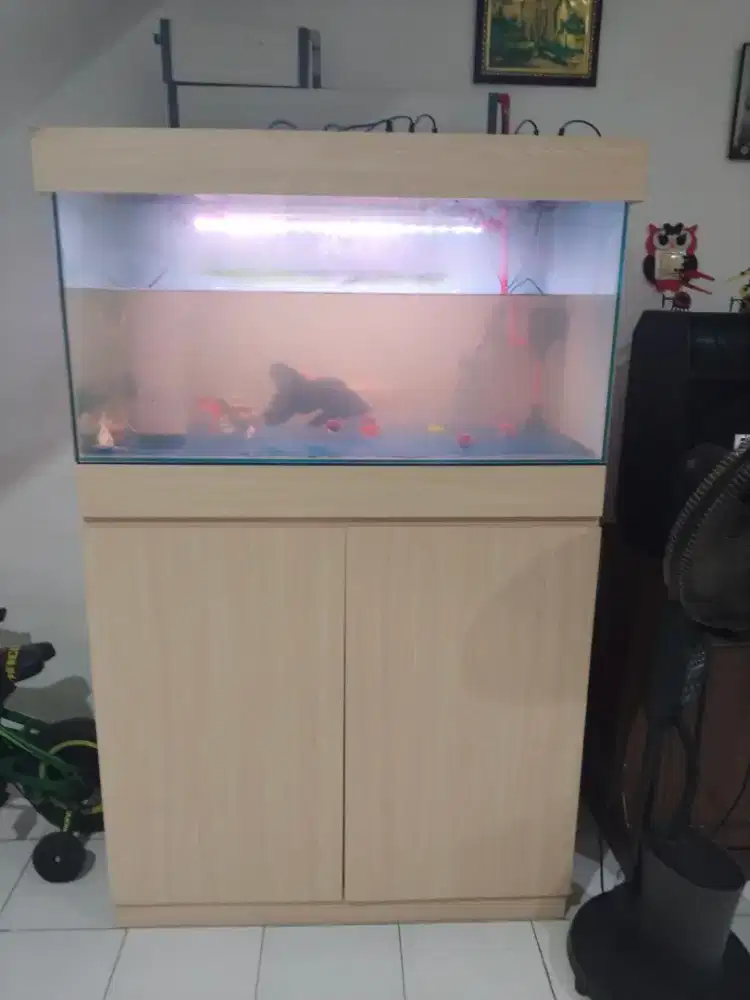 Jual lemari Aquarium full set Di jual karena Bosan.