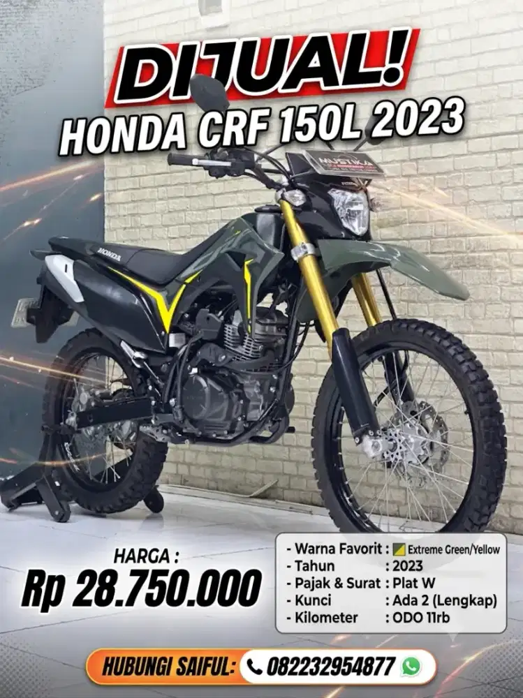 Perfect Condition!!Honda CRF 150L 2023 Plat W Warna Favorit-Mustika