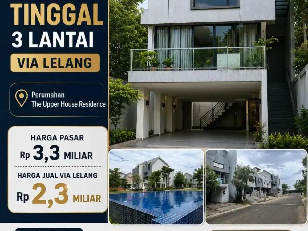 DIJUAL RUMAH TINGGAL 3 LANTAI VIA LELANG DI PAMULANG TANGERANG SELATAN