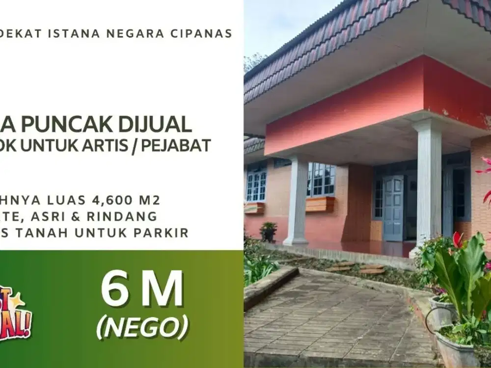 Villa Puncak Dijual Dekat Istana Negara Cipanas